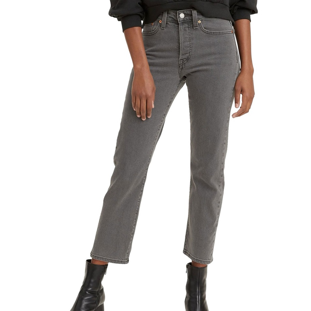 Levi's Women's Wedgie Straight Charcoal Ankle Jeans EUC sz31
